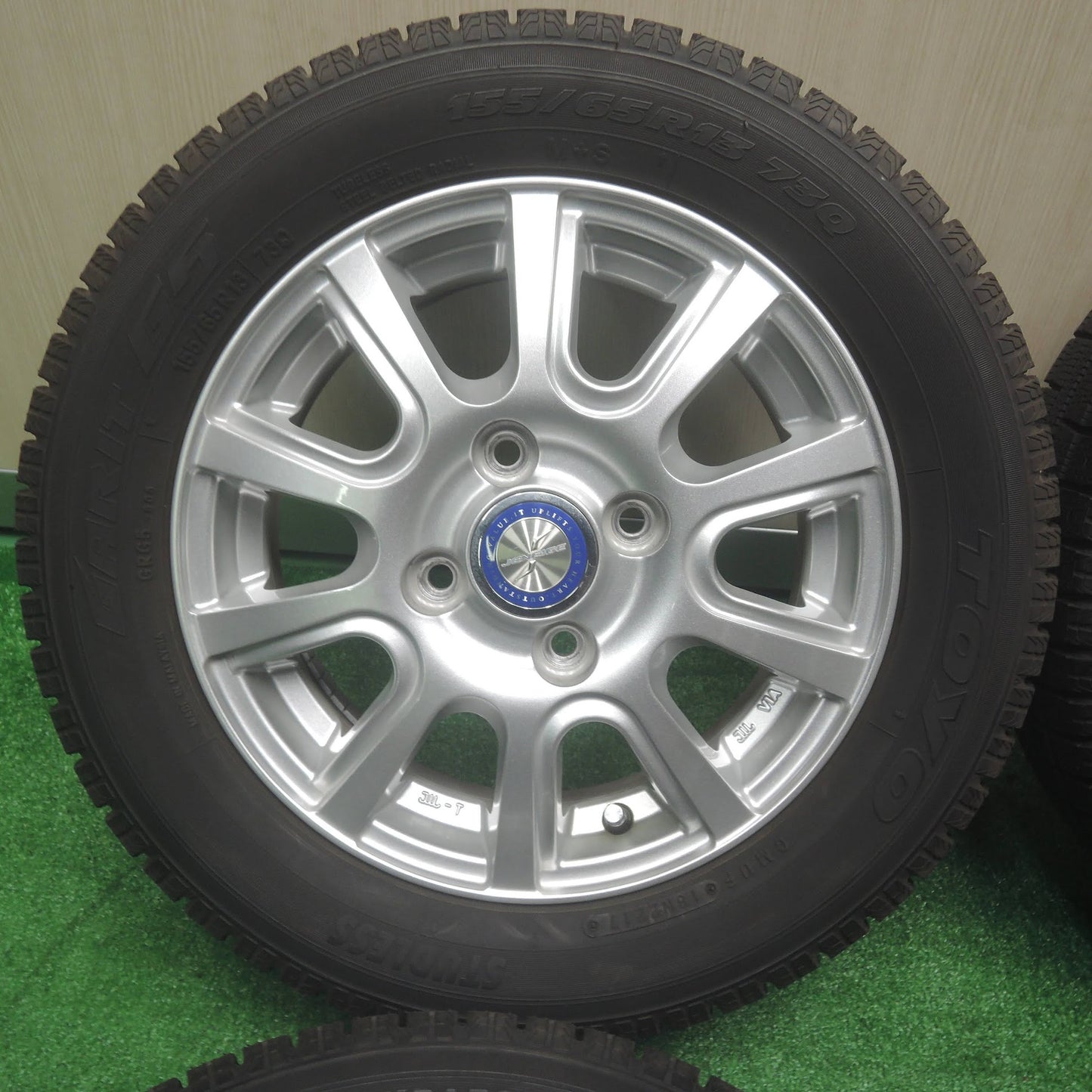 [送料無料]バリ溝！キレイ！9.5分以上★スタッドレス 155/65R13 トーヨー ガリット G5 JENEIGE 社外 アルミ 13インチ PCD100/4H★3083001SYス