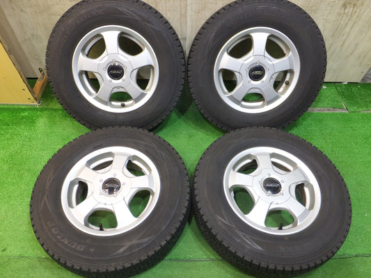 [送料無料]バリ溝！20年！9.5分以上★スタッドレス 165R13 6PR ダンロップ ウインターマックス SV01 SEVAL 社外 アルミ 13インチ PCD100 114.3/4H★2082902Hス