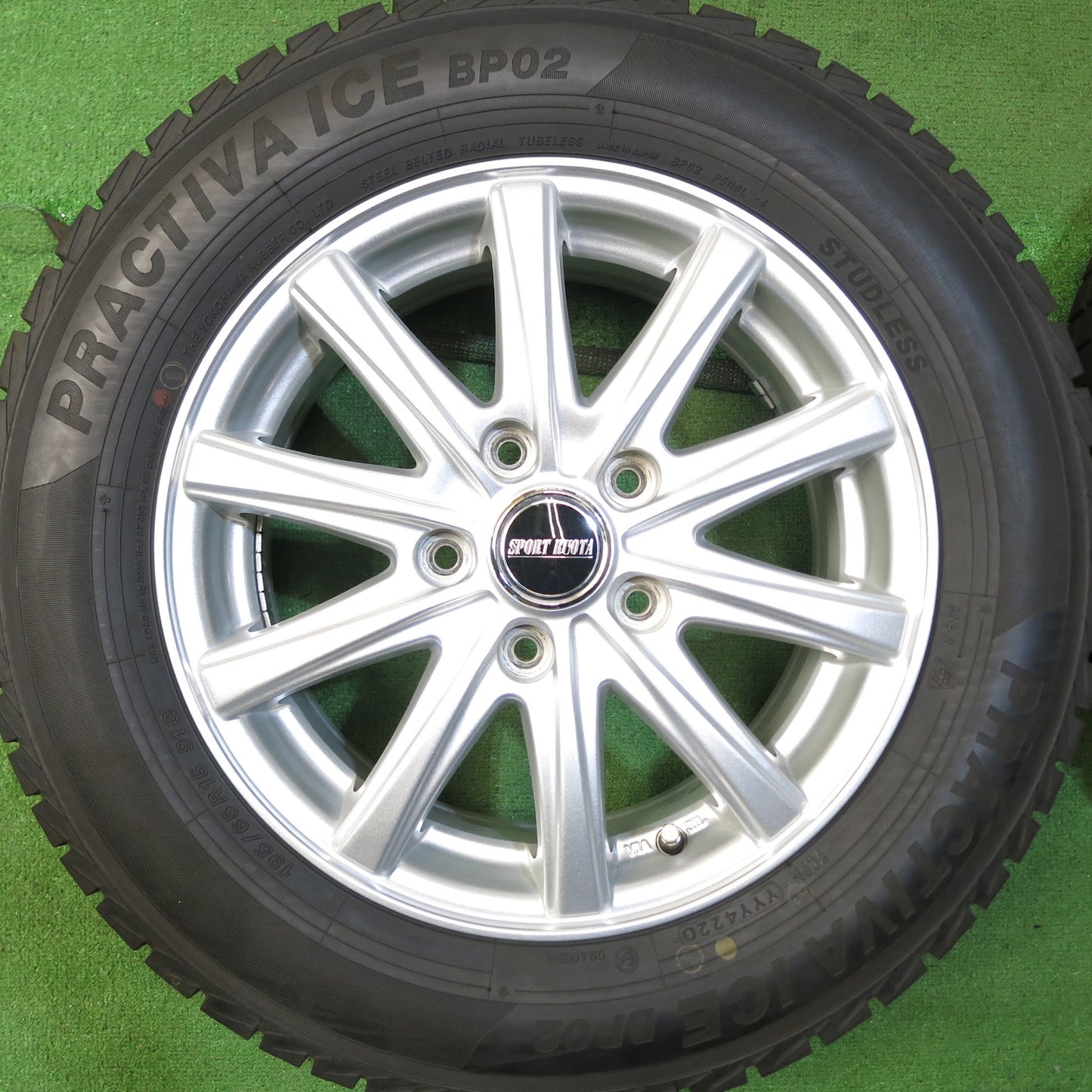 [送料無料]バリ溝！20年！キレイ！9.5分以上★スタッドレス 195/65R15 プラクティバ アイス BP02 SPORT RUOTA 15インチ PCD114.3/5H★3061304Hス