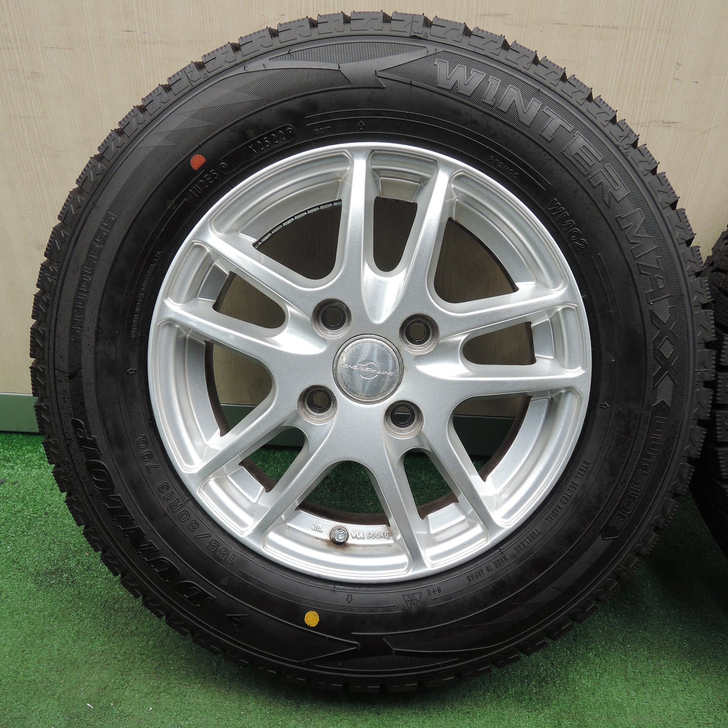 *送料無料*超バリ溝！22年！ほぼ10分★スタッドレス 155/80R13 ダンロップ ウインターマックス WM02 ENERGY LINE エナジーライン 13インチ PCD100/4H★4011410TNス