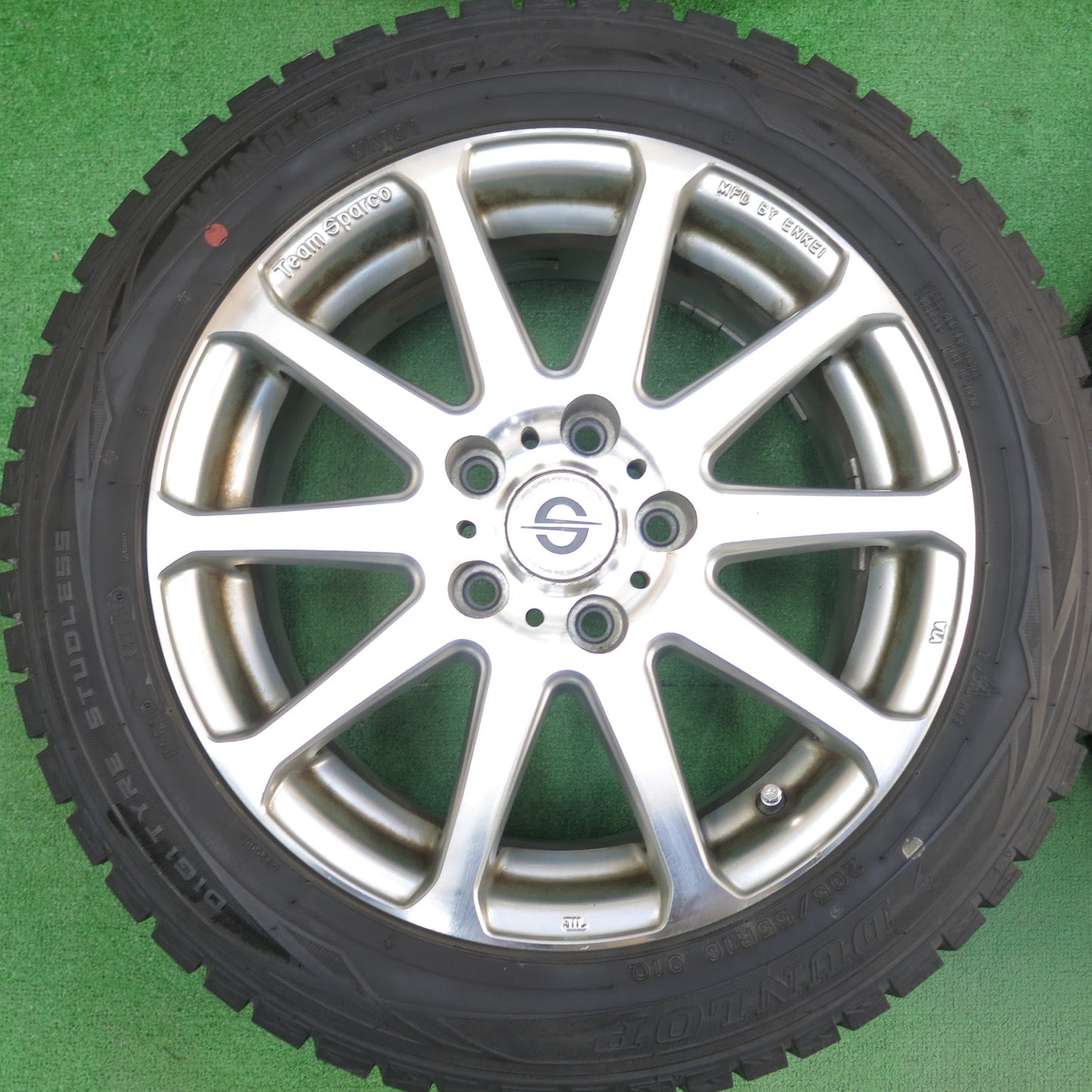 [送料無料]バリ溝！9分★ワーゲン 等 205/55R16 スタッドレス ダンロップ ウインターマックス WM01 Team Sporco チームスパルコ 16インチ PCD112/5H★3031508ヒス