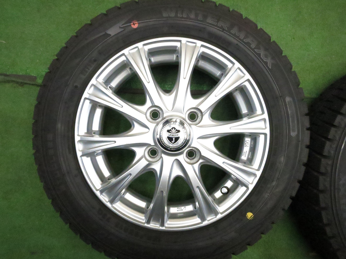 [送料無料]超バリ溝！21年！ほぼ10分★スタッドレス 155/65R13 ダンロップ ウインターマックス WM02 JOKER weds ジョーカー 13インチ PCD100/4H★3013005Hス