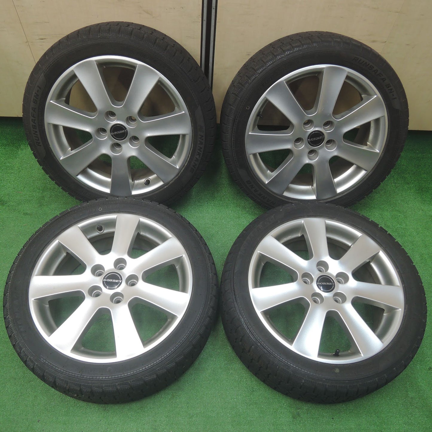 [送料無料] バリ溝！キレイ！9分★ワーゲン 等 BORBET 225/45R17 スタッドレス ナンカン RUNSAFA SN-1 ボルベット PCD112/5H★3113005SYス