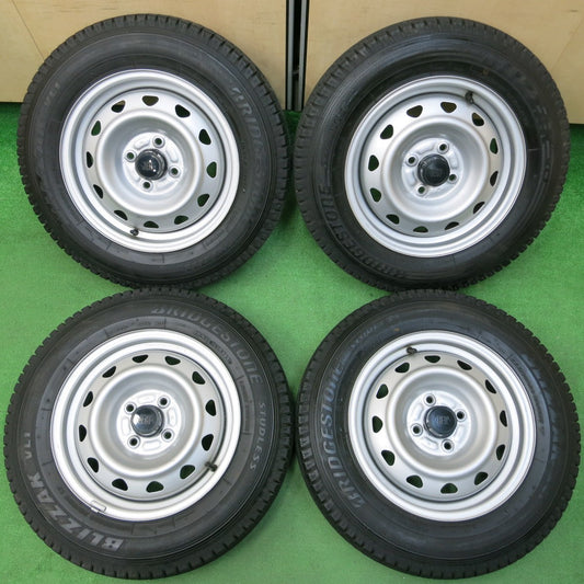 *送料無料* バリ溝!21年!キレイ!9.5分★スタッドレス 155/80R14 88/86N ブリヂストン ブリザック VL1 JECT スチール ホイール 14インチ PCD100/4H★4020904イス