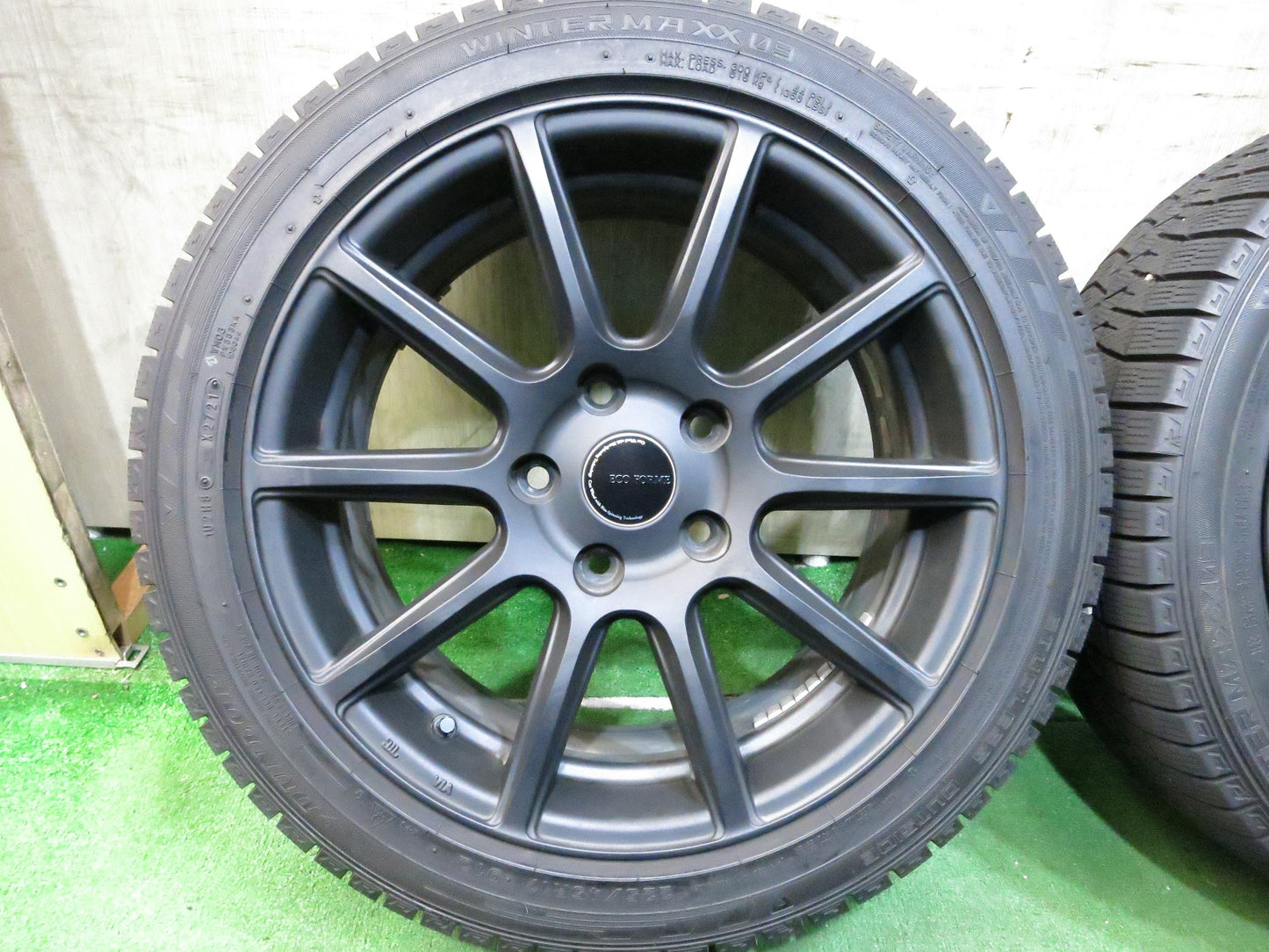 [送料無料]バリ溝！21年！キレイ！9.5分★BMW 等 225/45R17 スタッドレス ダンロップ ウインターマックス03 ECO FORME エコフォルム PCD120/5H★3011306Hス