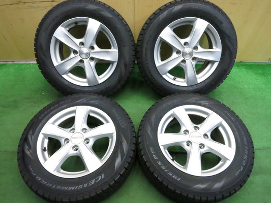 [送料無料]バリ溝！21年！ほぼ10分★ワーゲン 等 AGA 195/65R15 スタッドレス ピレリ アイスアシンメトリコ プラス 15インチ PCD112/5H★2121602Hス