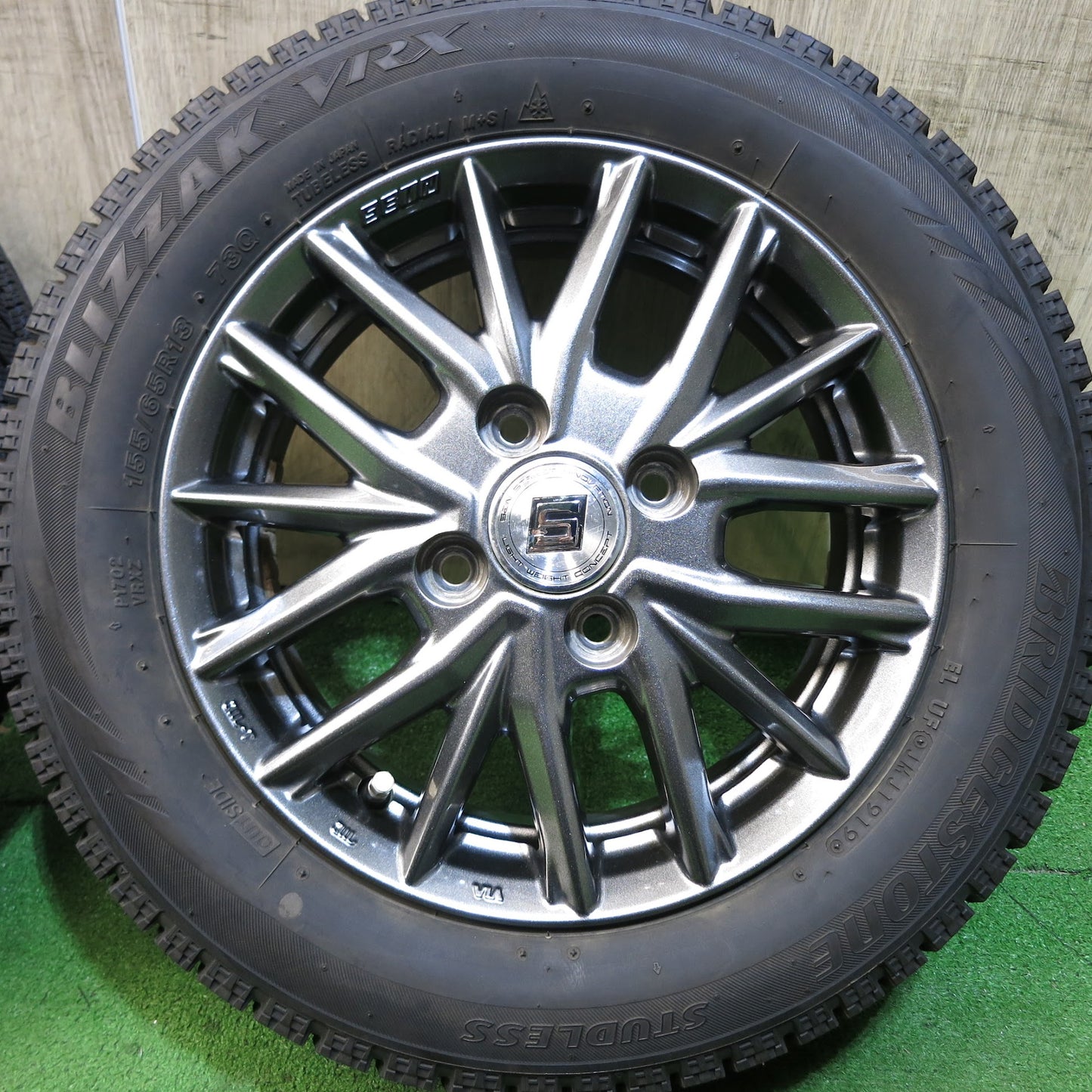 [送料無料]バリ溝！19年！キレイ！9分★スタッドレス 155/65R13 ブリヂストン ブリザック VRX SEIN ザイン 13インチ PCD100/4H★3061201Hス