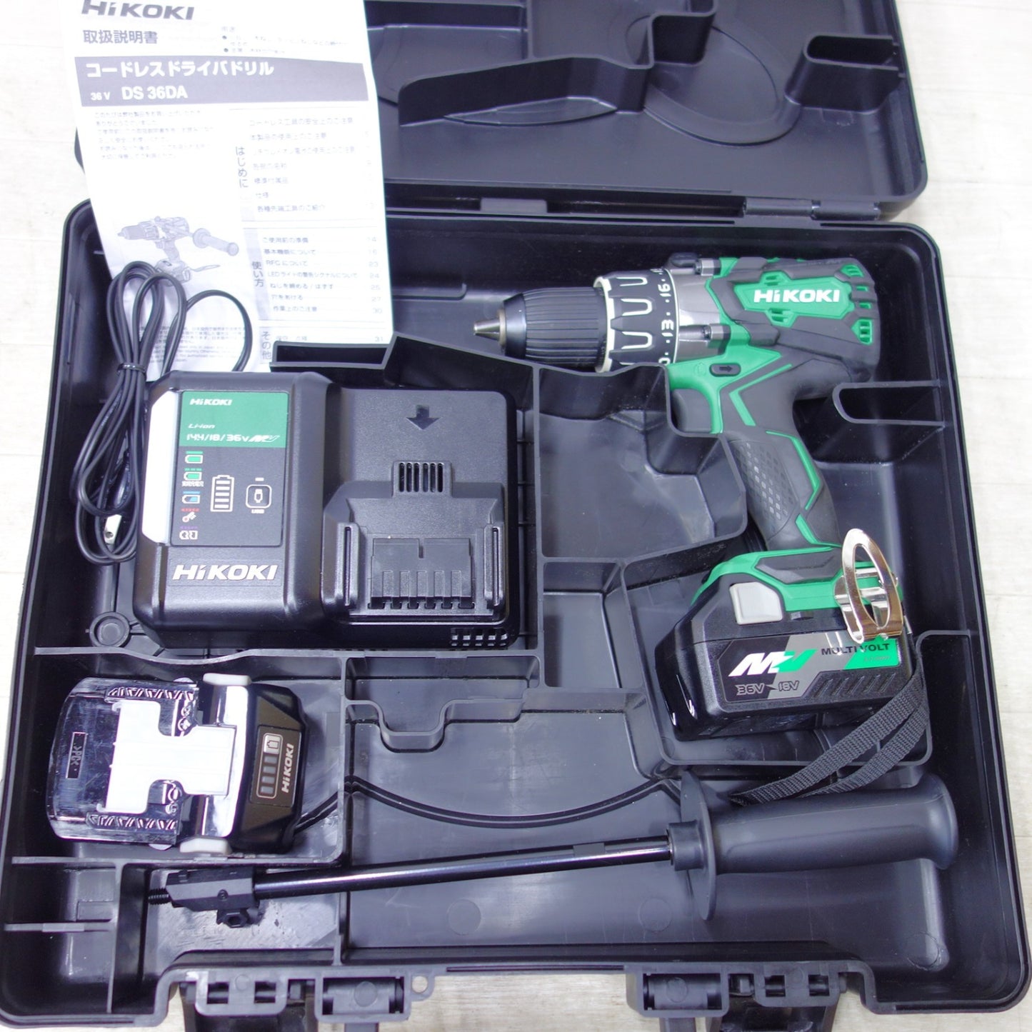 [送料無料] 美品◆HiKOKI ハイコーキ 13mm コードレスドライバドリル DS36DA DC18Vバッテリー2個 充電器付き 電動工具◆