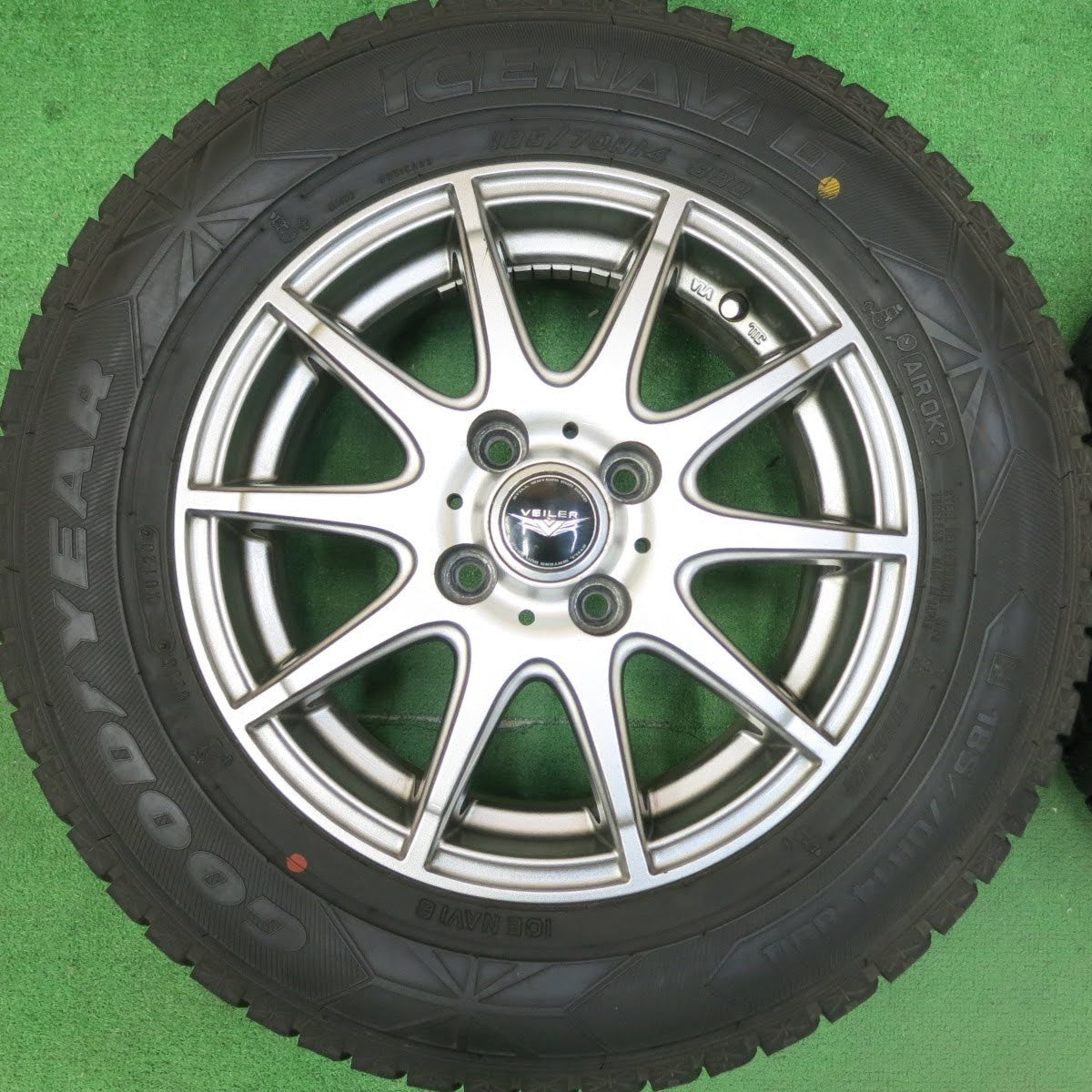 [送料無料]バリ溝！20年！8.5分★スタッドレス 185/70R14 グッドイヤー アイスナビ6 VEILER ヴェイラー 14インチ PCD100/4H★3061705ヒス