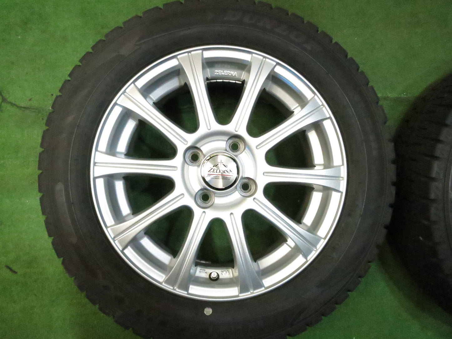 [送料無料]バリ溝！19年！キレイ！9.5分★スタッドレス 175/65R15 ダンロップ ウインターマックス WM02 ZELERNA 社外 アルミ 15インチ PCD100/4H★3022002Hス