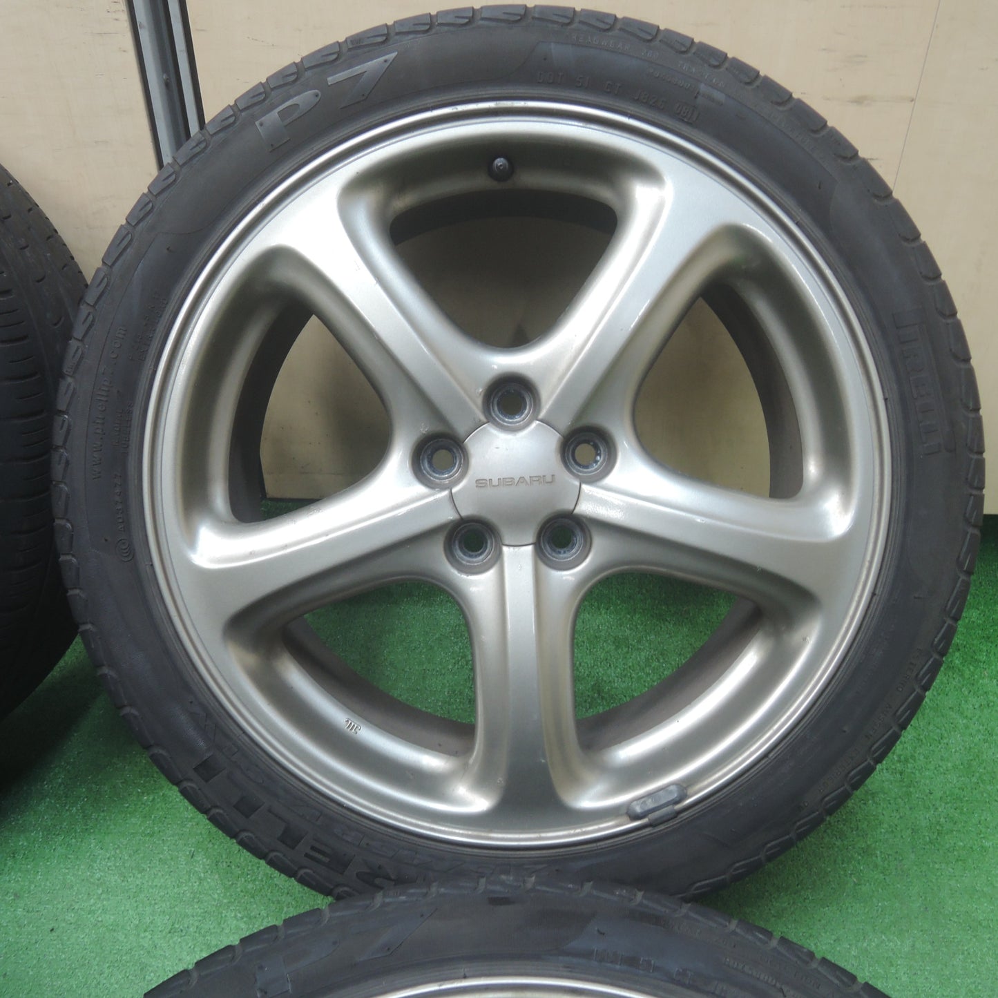 *送料無料* 4本価格★スバル BH系 レガシィ 純正 215/45R17 ピレリ P7 17インチ PCD100/5H★4020902SYノ
