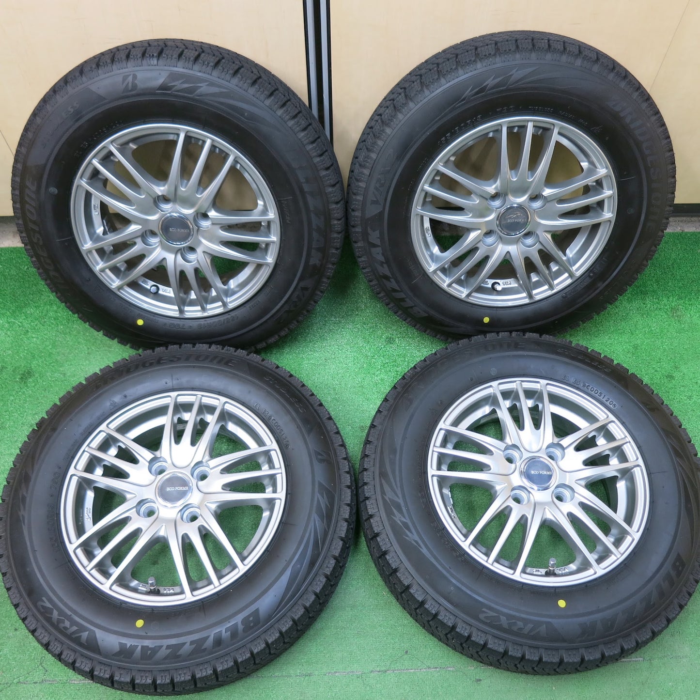 [送料無料]バリ溝！20年！キレイ！ほぼ10分★スタッドレス 155/80R13 ブリヂストン ブリザック VRX2 ECO FORME エコフォルム 13インチ PCD100/4H★3041801ヒス