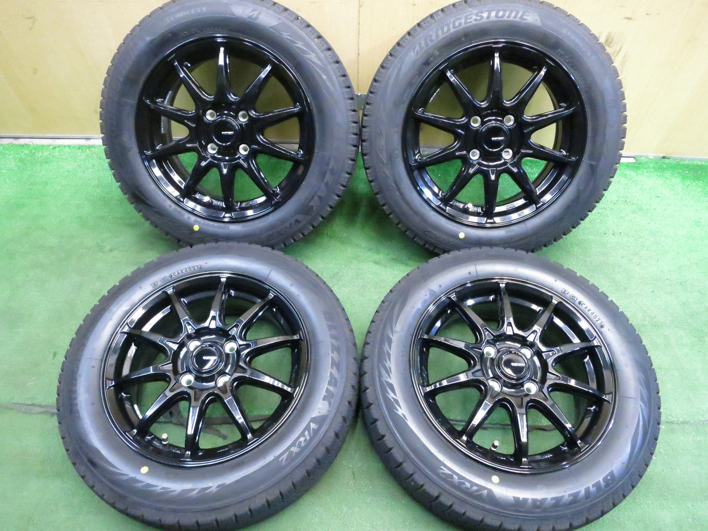 [送料無料]バリ溝！21年！キレイ！ほぼ10分★スタッドレス 165/65R14 ブリヂストン ブリザック VRX2 G-SPEED Gスピード 14インチ PCD100/4H★3021401Hス