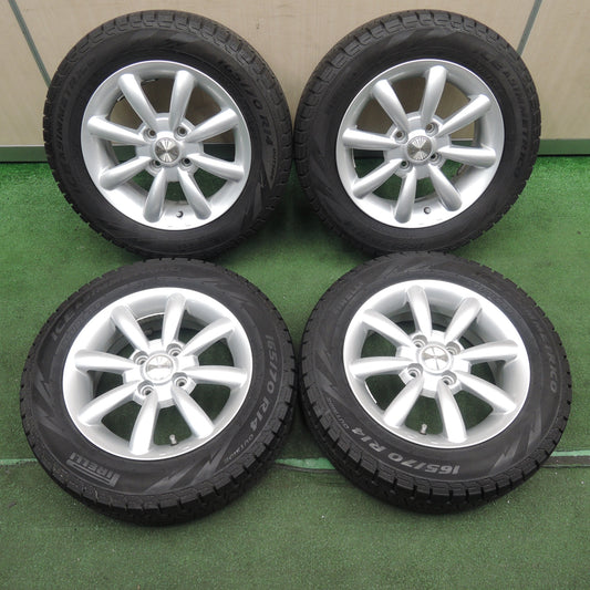 *送料無料* バリ溝!キレイ!8.5分★ワーゲン UP!等 AGA 165/70R14 スタッドレス ピレリ アイスアシンメトリコ 14インチ PCD100/4H★4021301TNス