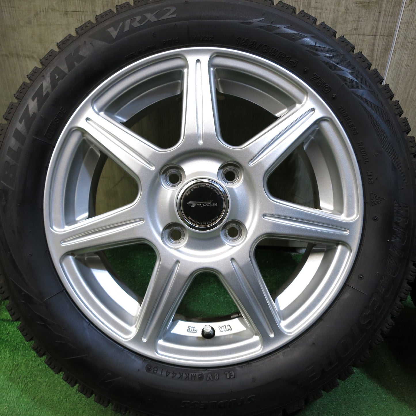 [送料無料]バリ溝！キレイ！9.5分★スタッドレス 155/65R14 ブリヂストン ブリザック VRX2 TOPRUN トップラン 14インチ PCD100/4H★3041009Hス
