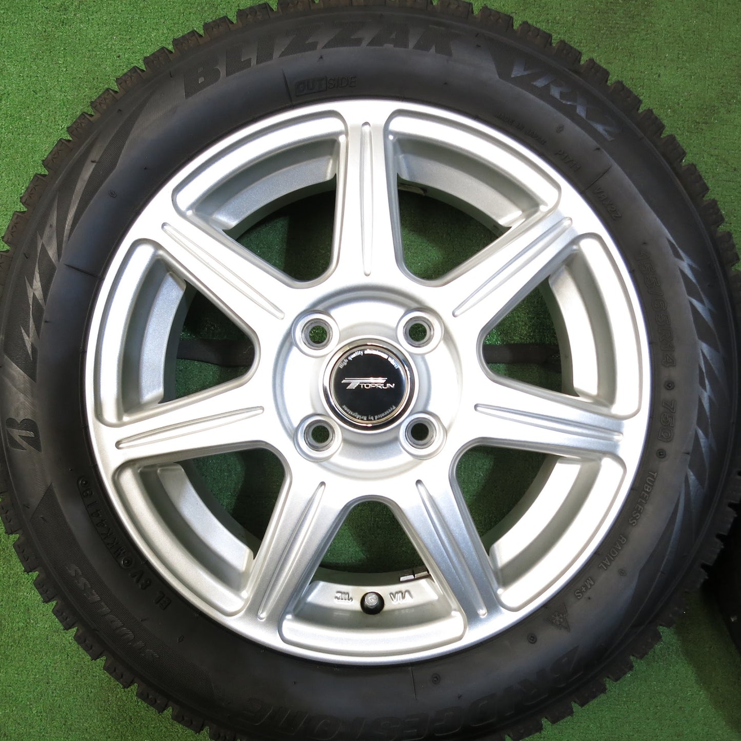 [送料無料]バリ溝！キレイ！9.5分★スタッドレス 155/65R14 ブリヂストン ブリザック VRX2 TOPRUN トップラン 14インチ PCD100/4H★3041009Hス