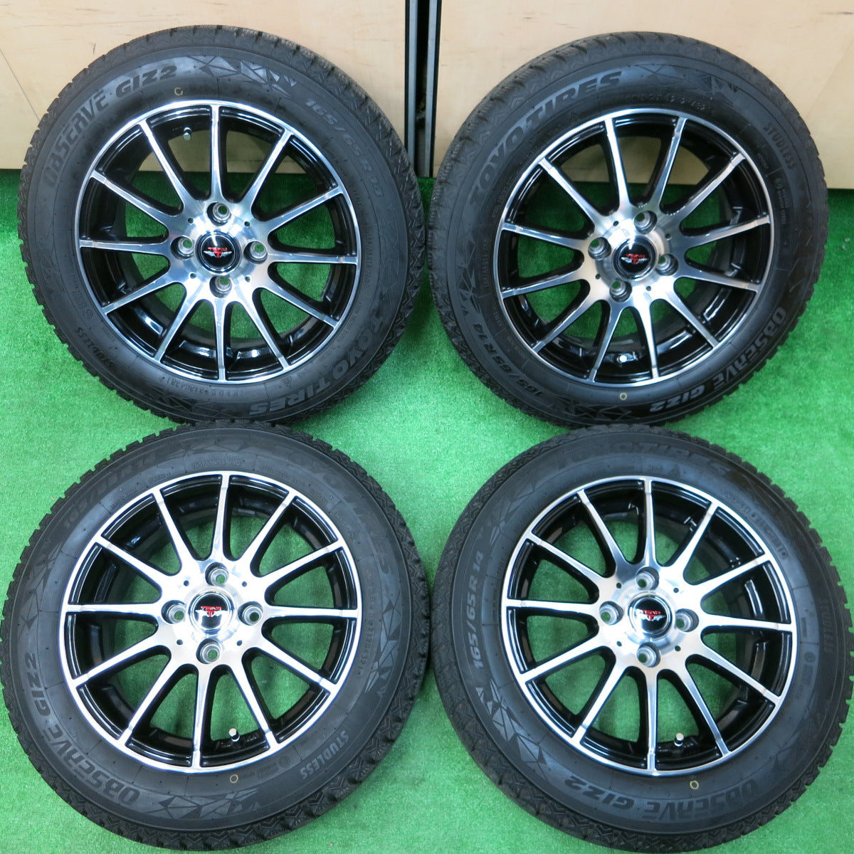 *送料無料*バリ溝！21年！キレイ！9分★スタッドレス 165/65R14 トーヨー オブザーブ GIZ2 TEAD テッド 14インチ PCD100/4H★3112810イス