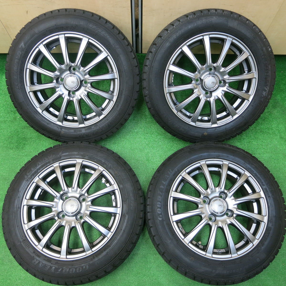 *送料無料*超バリ溝！キレイ！ほぼ10分★スタッドレス 165/65R14 グッドイヤー アイスナビ7 SIBILLA NEXT β-12 シビラ 14インチ PCD100/4H★3112505イス