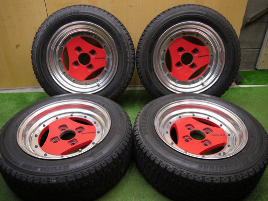 [送料無料]綺麗★ADVAN RACING A3A -14-1 175/65R14 スタッドレス YOKOHAMA アドバンレーシング ブリヂストン ブリザックMZ-01 PCD114.3/4H★2020123ヤス