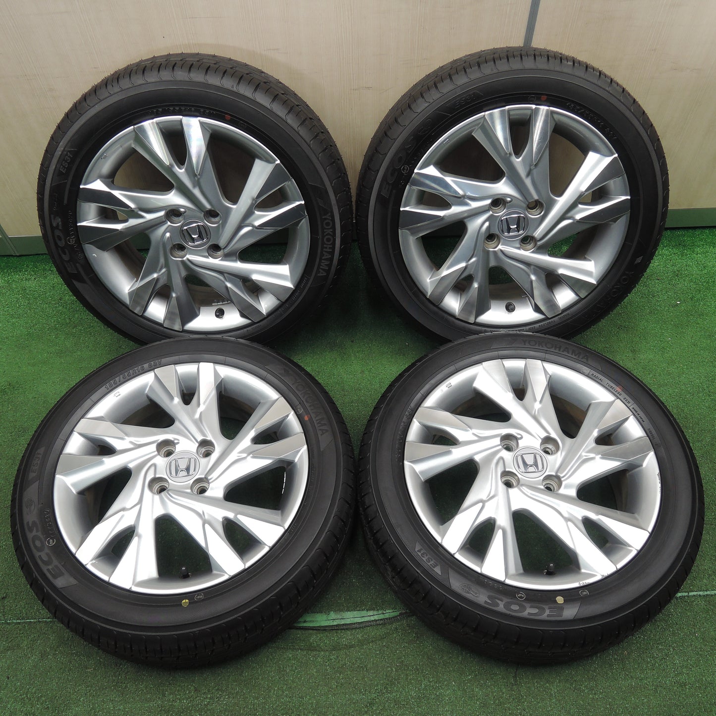 *送料無料*超バリ溝！20年！ほぼ10分★ホンダ シャトル ハイブリッド 純正 185/55R16 ヨコハマ エコス ES31 16インチ PCD100/4H★3120902NJノ