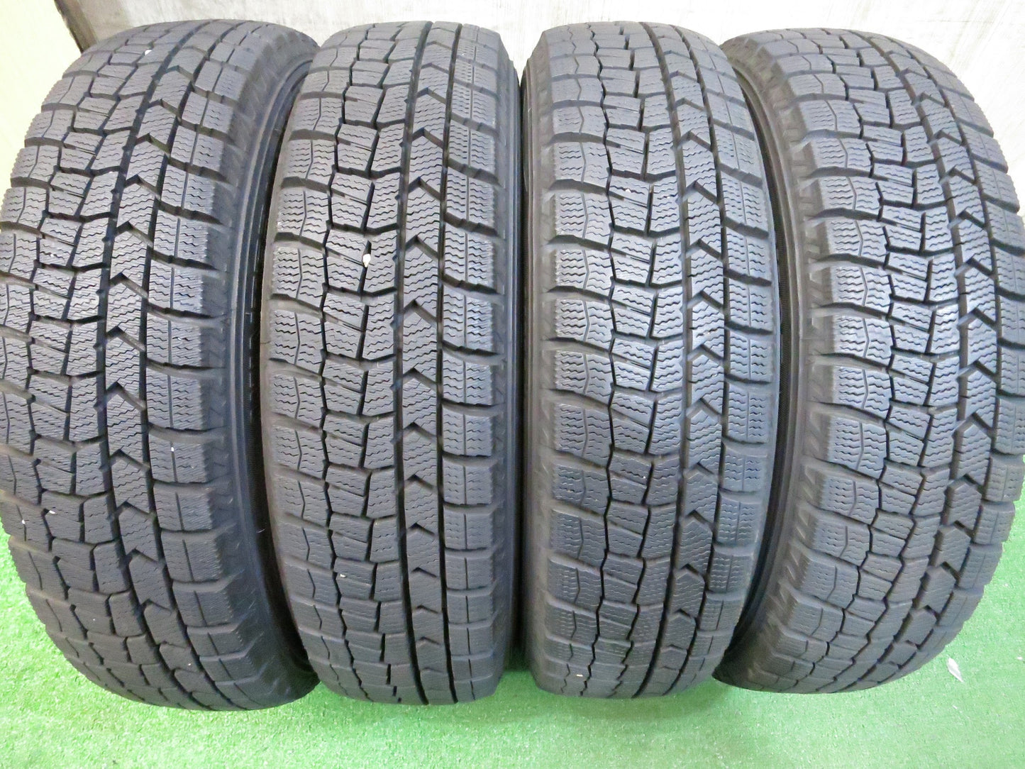 [送料無料]バリ溝！20年！キレイ！ほぼ10分★スタッドレス 155/65R14 ダンロップ ウインターマックス WM02 DUFACT デュファクト 14インチ PCD100/4H★3011606Hス