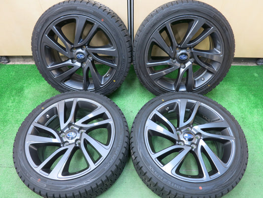 [送料無料]バリ溝！9.5分★スバル レヴォーグ レガシィ WRX S4 純正 225/45R18 スタッドレス ダンロップ ウインターマックス WM01 PCD114.3/5H★3012802ヒス