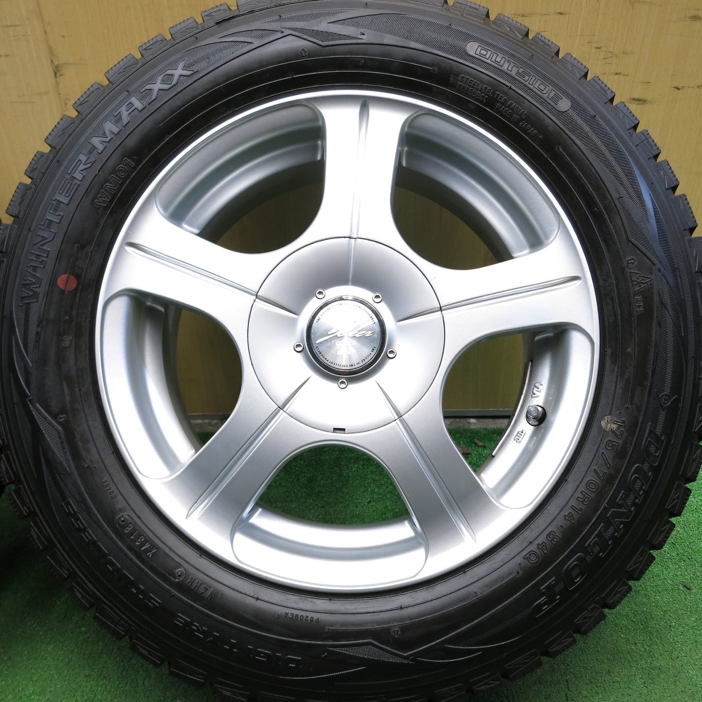 [送料無料]超バリ溝！キレイ！ほぼ10分★スタッドレス 175/70R14 ダンロップ ウインターマックス WM01 JOKER QUEEN weds ジョーカー PCD100/4H★3062314Hス