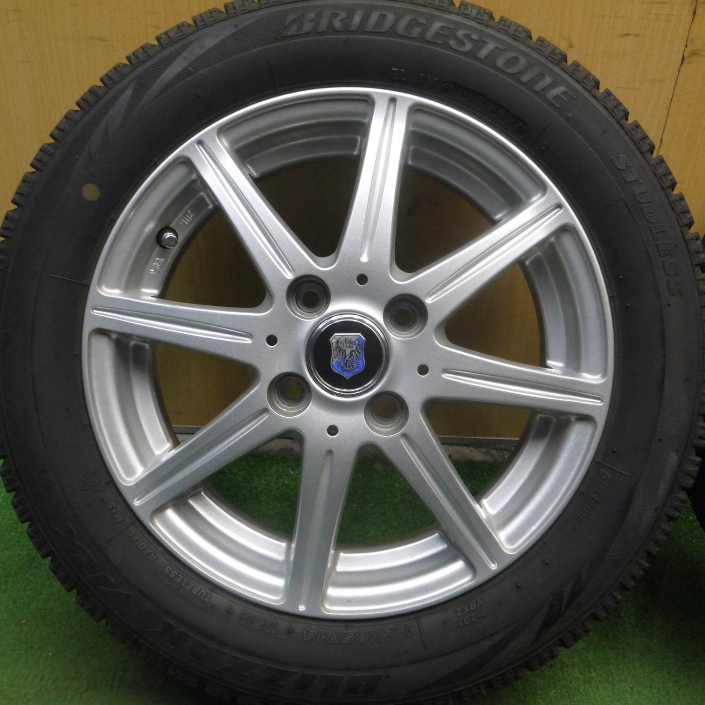 *送料無料* キレイ★スタッドレス 155/65R14 ブリヂストン ブリザック VRX 社外 アルミ ホイール 14インチ PCD100/4H★4020710Hス