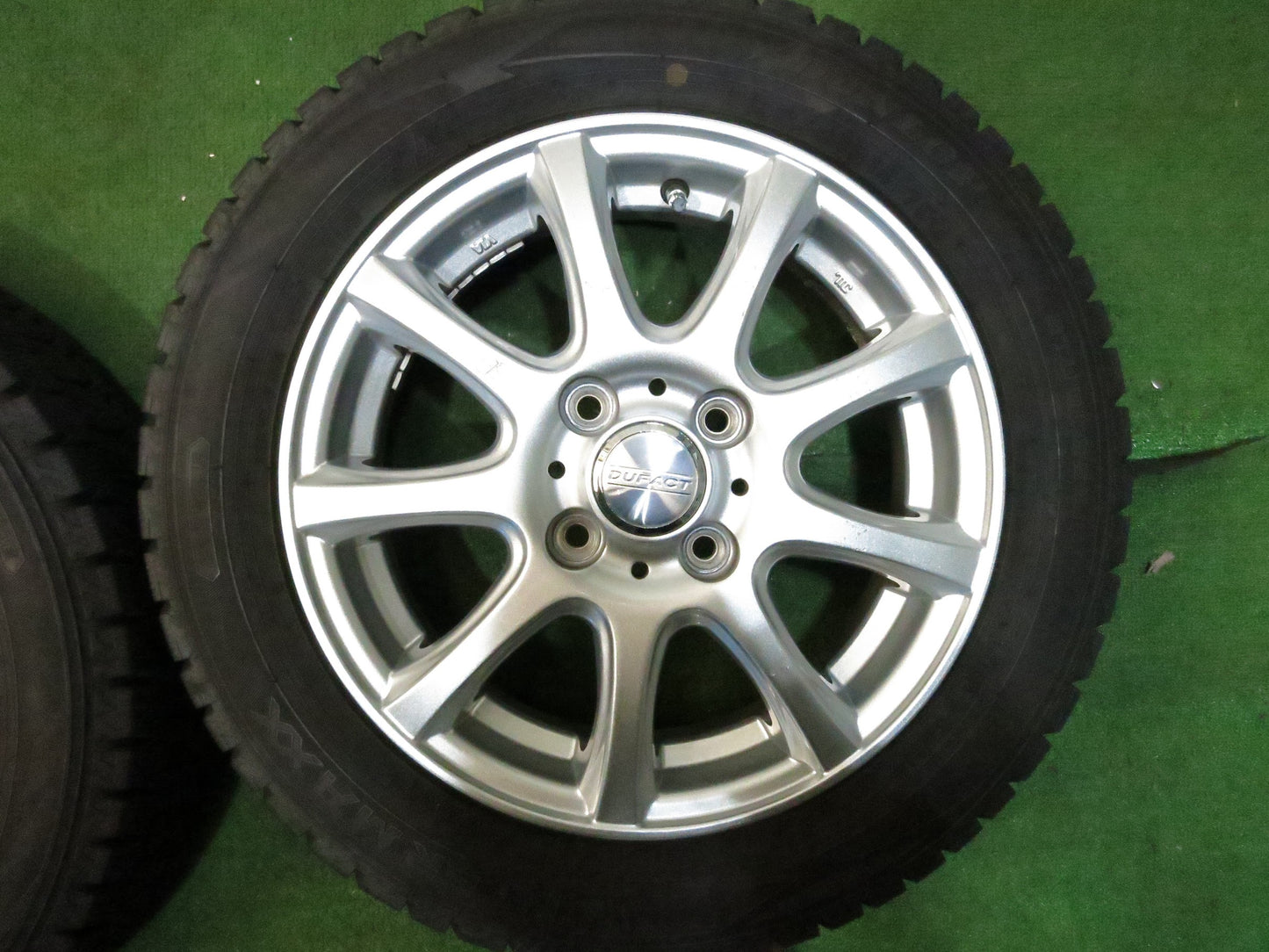 [送料無料]バリ溝！20年！キレイ！ほぼ10分★スタッドレス 155/65R14 ダンロップ ウインターマックス WM02 DUFACT デュファクト 14インチ PCD100/4H★3011606Hス