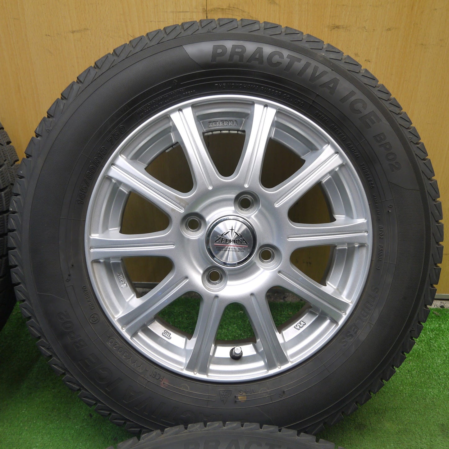 [送料無料]バリ溝！20年！キレイ！9分★スタッドレス 145/80R13 プラクティバ アイス BP02 ZELERNA 社外 アルミ 13インチ PCD100/4H★3090201KAス