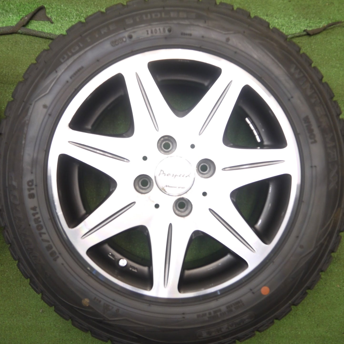 [送料無料]バリ溝！9.5分以上★スタッドレス 165/70R14 ダンロップ ウインターマックス WM01 Prospeed MANARAY SPORT 14インチ PCD100/4H★3072606Hス