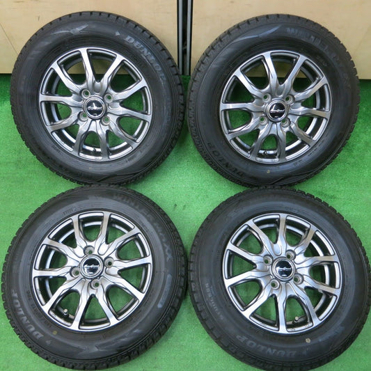 [送料無料] バリ溝！20年！綺麗！8.5分★スタッドレス 145/80R13 ダンロップ ウインターマックスWM02 EuroSpeed PCD100/4H★3120605イス