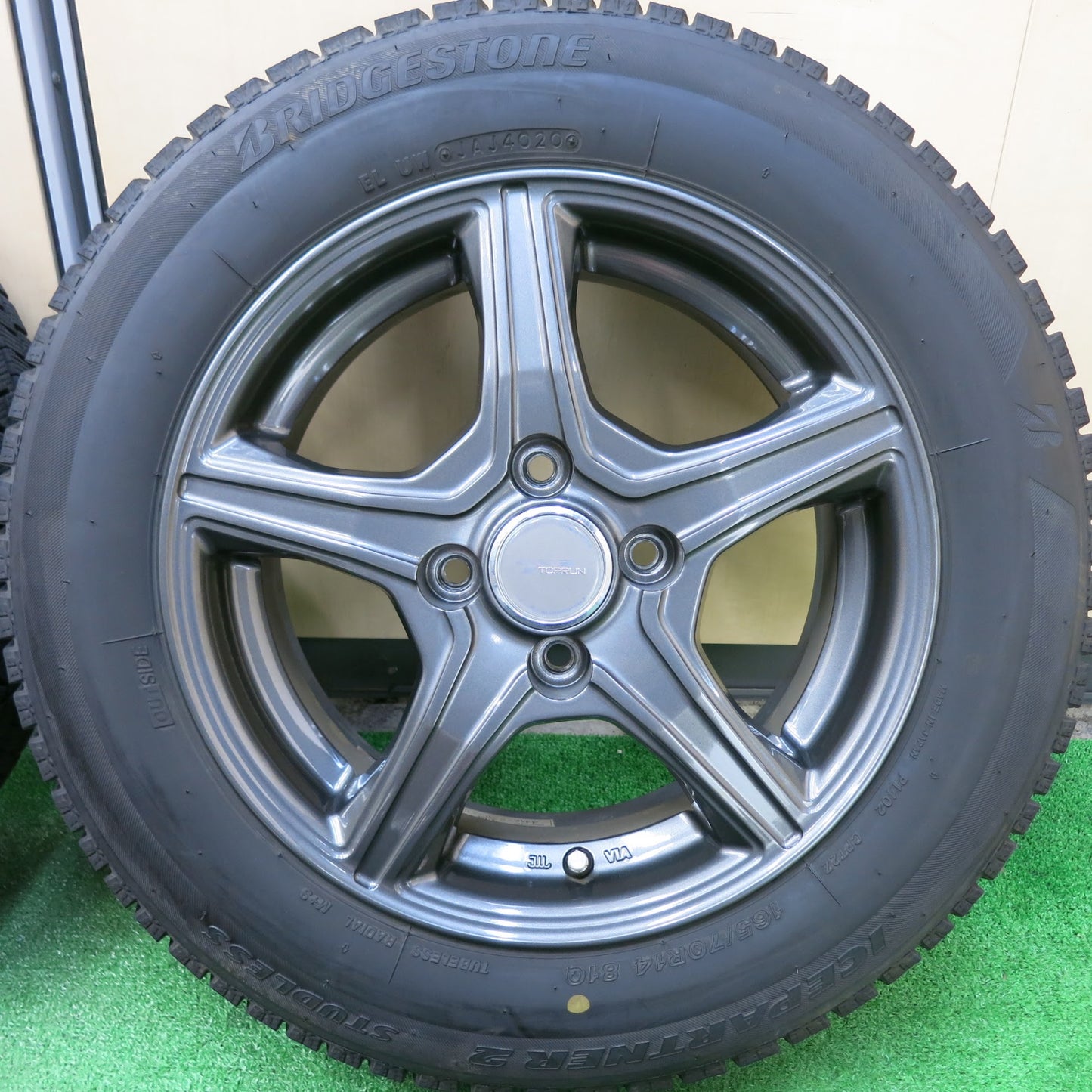 [送料無料]バリ溝！20年！キレイ！9分★スタッドレス 165/70R14 ブリヂストン アイスパートナー2 TOPRUN トップラン 14インチ PCD100/4H★3052006ヒス