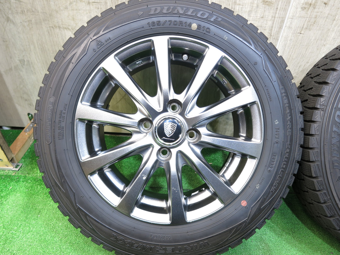 [送料無料]バリ溝！19年！9.5分以上★スタッドレス 165/70R14 ダンロップ ウインターマックス WM01 MANARAY SPORT マナレイスポーツ PCD100/4H★2101705Hス