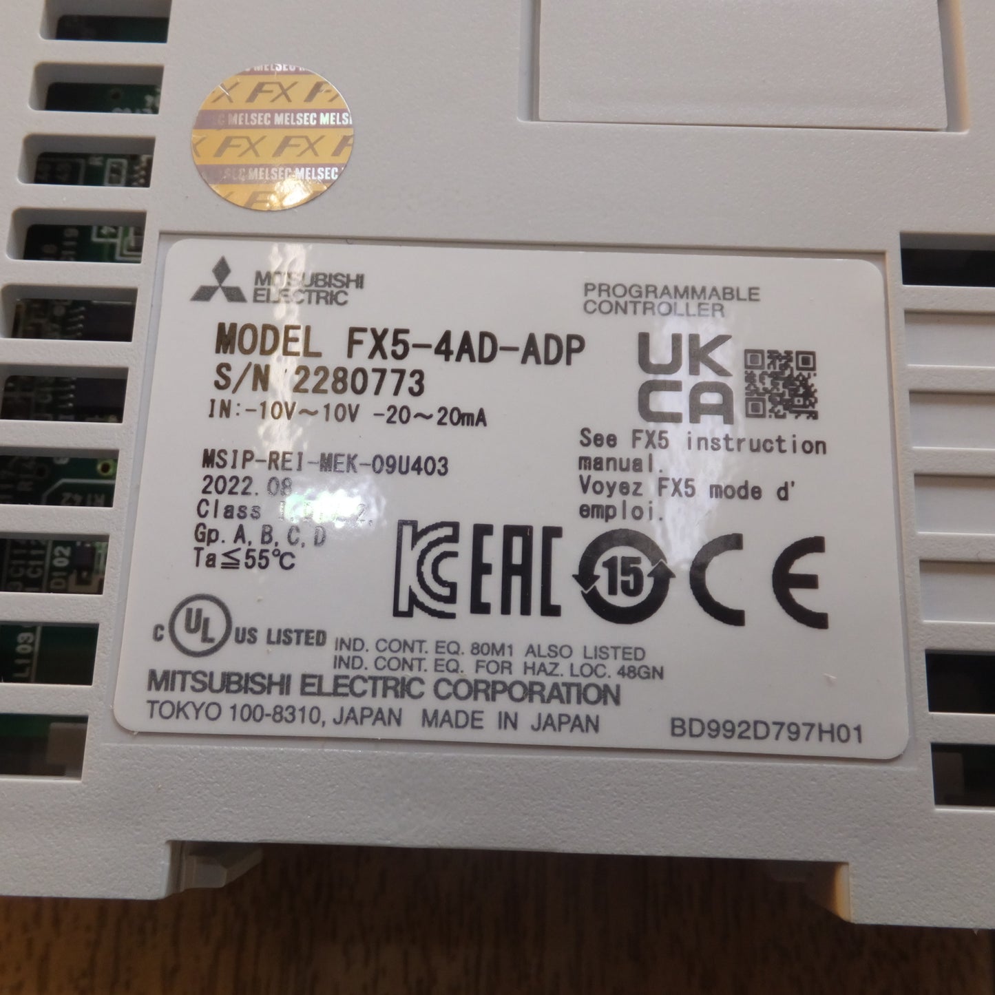 [送料無料]未使用★三菱 MITSUBISHI MELSEC iQ-F アナログ入力拡張アダプタ FX5-4AD-ADP★