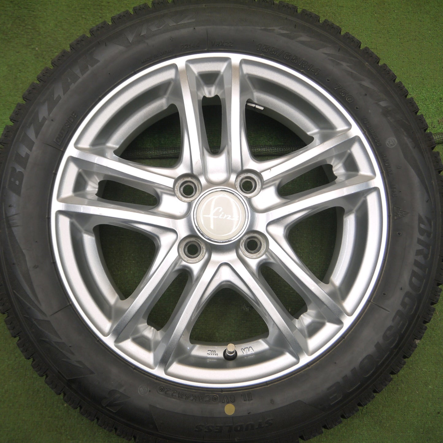 *送料無料* バリ溝！22年！キレイ！ほぼ10分★スタッドレス 155/65R14 ブリヂストン ブリザック VRX2 Linz 社外 アルミ 14インチ PCD100/4H★4021613Hス