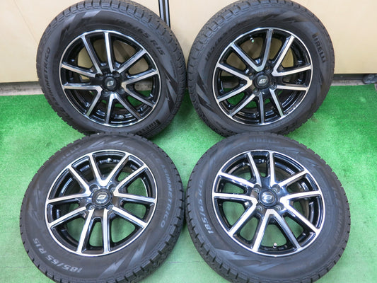 [送料無料]バリ溝！9.5分以上★スタッドレス 185/65R15 ピレリ アイスアシンメトリコ プラス STRANGER ストレンジャー 15インチ PCD100/4H★3030104ヒス