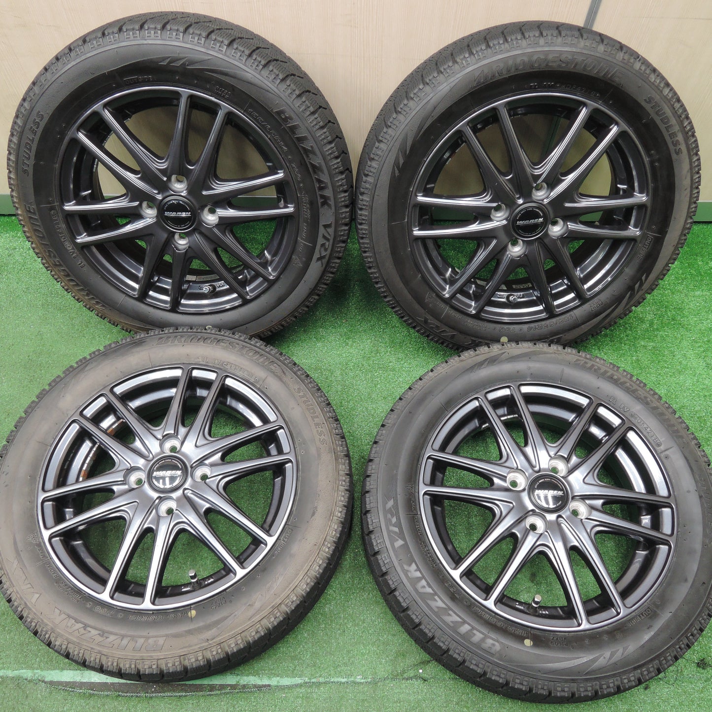 *送料無料*キレイ★WAREN 155/65R14 スタッドレス ブリヂストン ブリザック VRX ヴァーレン 14インチ PCD100/4H★4010613HAス