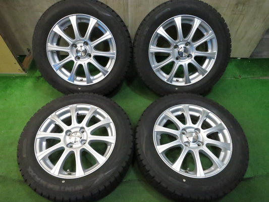 [送料無料]バリ溝！19年！キレイ！9.5分★スタッドレス 175/65R15 ダンロップ ウインターマックス WM02 ZELERNA 社外 アルミ 15インチ PCD100/4H★3022002Hス