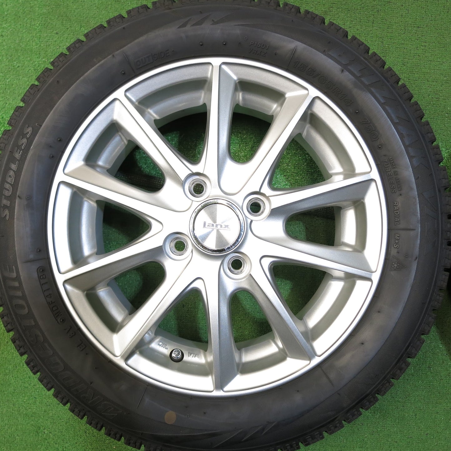 [送料無料]バリ溝！キレイ！8.5分★スタッドレス 155/65R14 ブリヂストン ブリザック VRX Lanx 社外 アルミ 14インチ PCD100/4H★3061209Hス