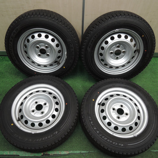 *送料無料*超バリ溝！21年！キレイ！ほぼ10分★スタッドレス 155/80R14 グッドイヤー アイスナビ CARGO スチール ホイール 14インチ PCD100/4H★3121505HAス
