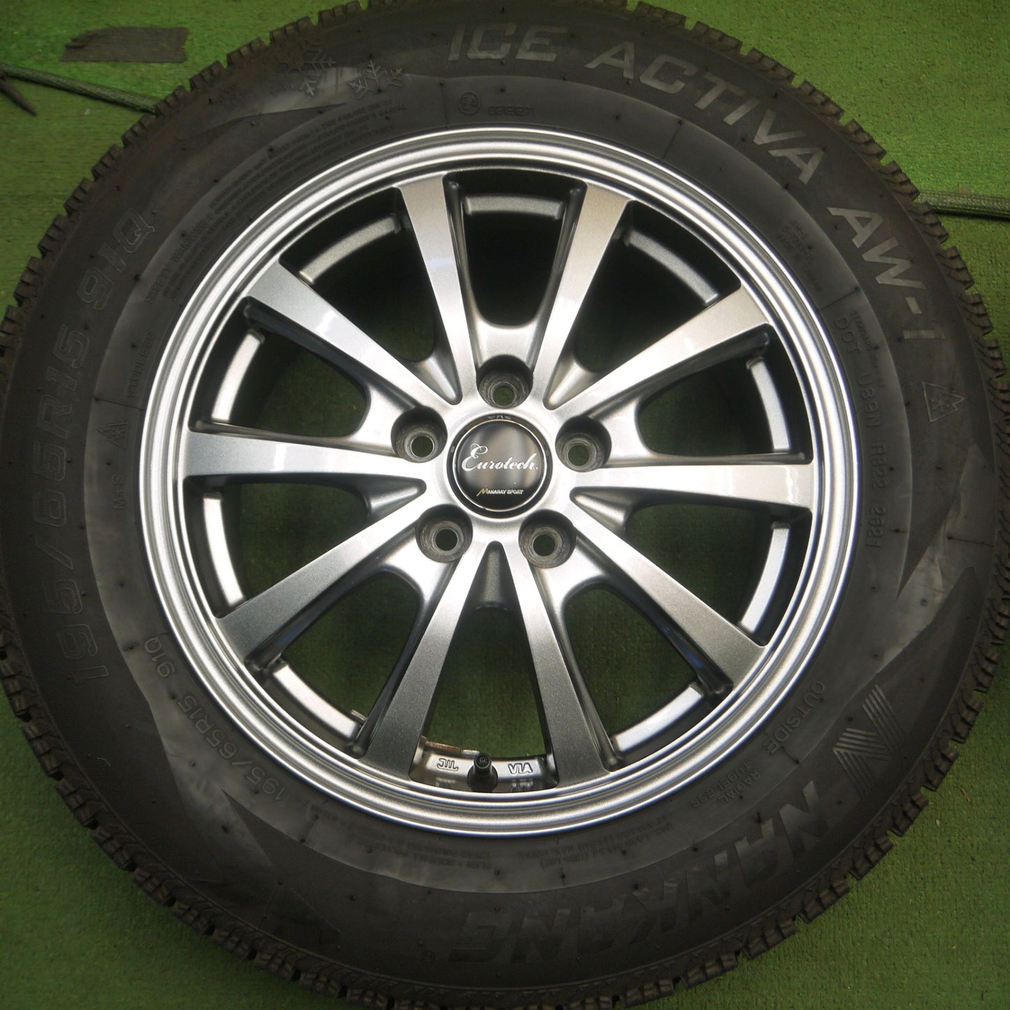 *送料無料* バリ溝！21年！キレイ！9.5分★スタッドレス 195/65R15 ナンカン アイスアクティバ AW-1 Eurotech MANARAY SPORT PCD100/5H★4031306Hス