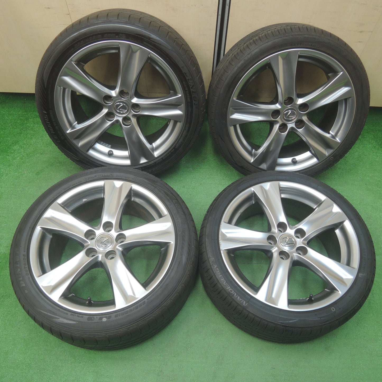 *送料無料*超バリ溝！22年！キレイ！ほぼ10分★レクサス IS250 純正 225/40R18 255/40R18 トーヨー ナノエナジー3プラス ダンロップ LE MANS V PCD114.3/5H★4011701SYノ