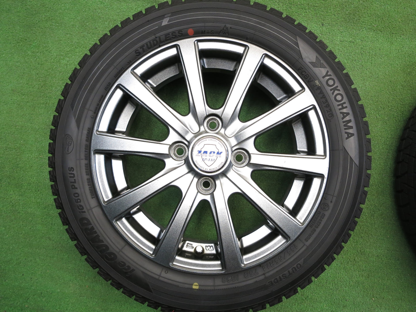 [送料無料]超バリ溝！20年！ほぼ10分★スタッドレス 155/65R14 ヨコハマ アイスガード iG50 プラス ZACK JP-110 MONZA ザック 14インチ PCD100/4H★2111401Hス