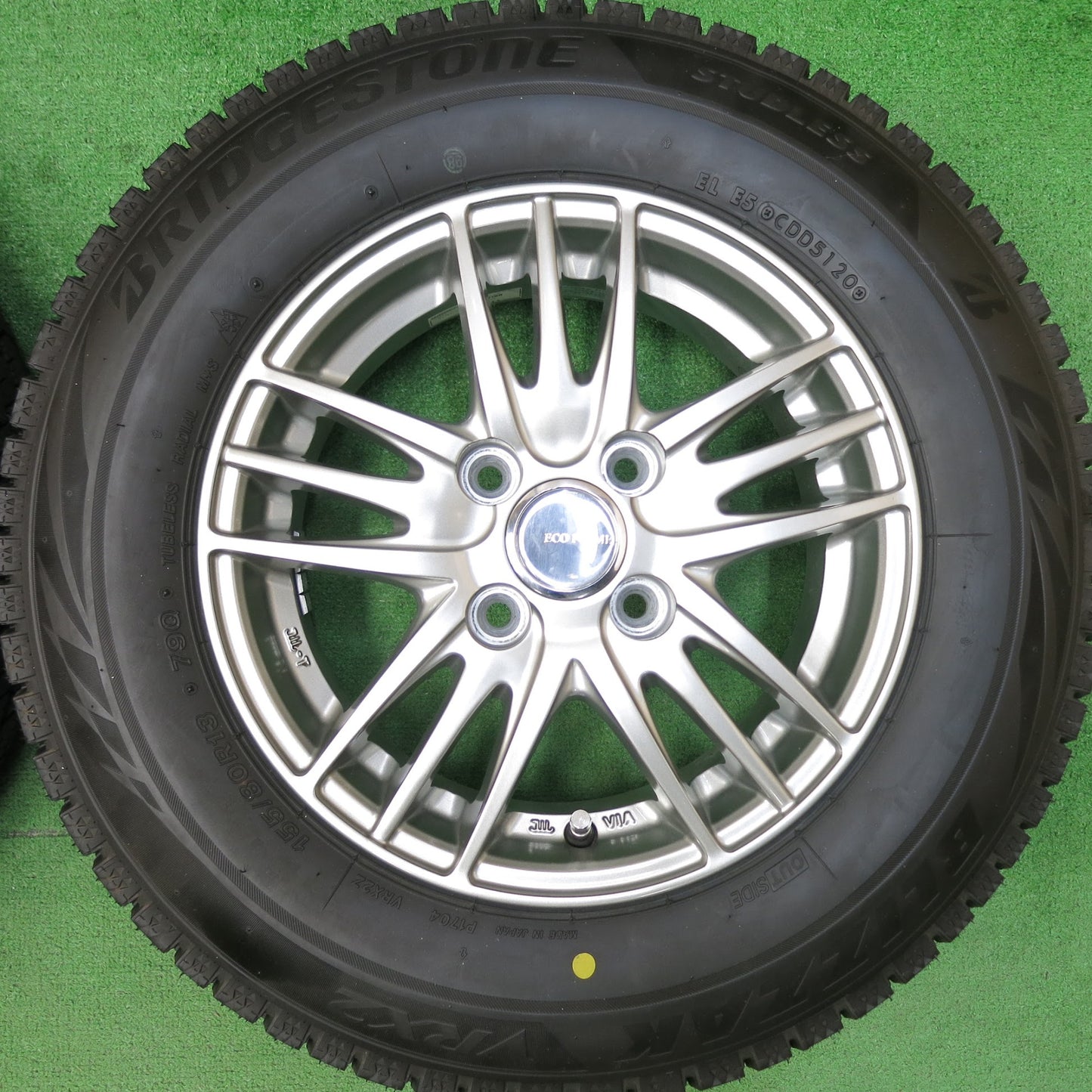 [送料無料]バリ溝！20年！キレイ！ほぼ10分★スタッドレス 155/80R13 ブリヂストン ブリザック VRX2 ECO FORME エコフォルム 13インチ PCD100/4H★3041801ヒス