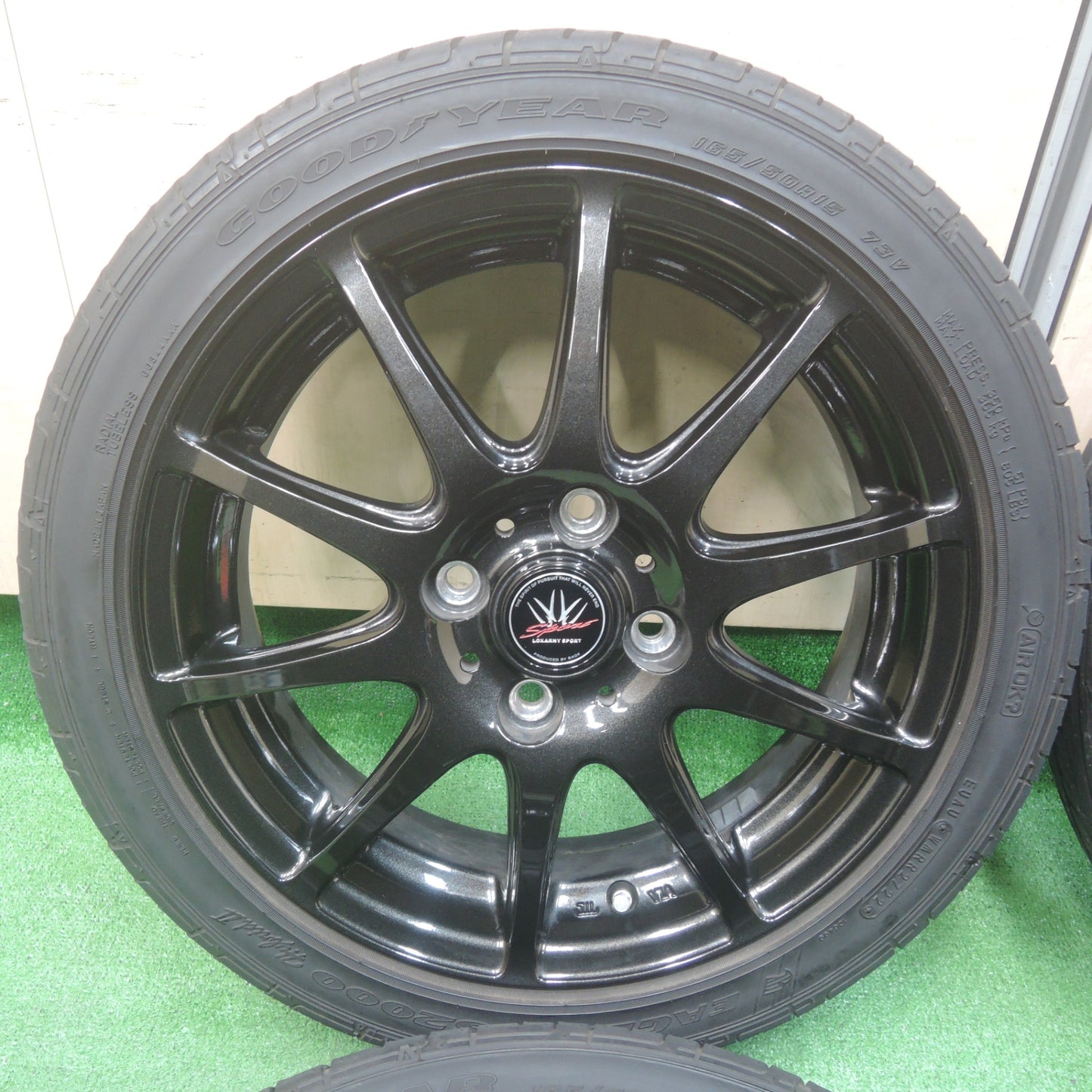 *送料無料*バリ溝！22年！キレイ！9.5分★LOXARNY SPORT BADX 165/50R15 グッドイヤー イーグル LS2000 hybrid2 ロクサーニ PCD100/4H★4011706SYノ