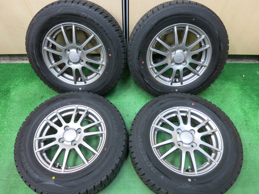 [送料無料]バリ溝！21年！9.5分以上★スタッドレス 185/70R14 ダンロップ ウインターマックス WM02 VELVA weds ヴェルヴァ 14インチ PCD100/4H★3021810ヒス