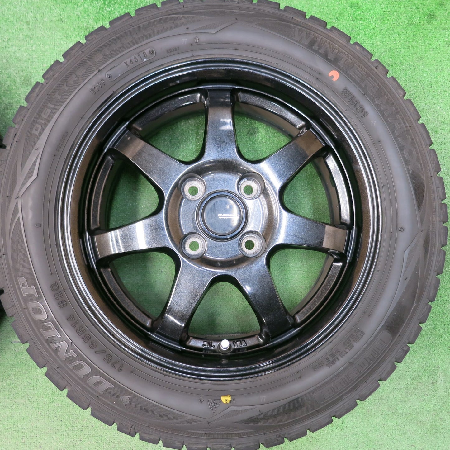 [送料無料]バリ溝！キレイ！8.5分★スタッドレス G-SPEED 175/65R14 ダンロップ ウインターマックス WM01 Gスピード 14インチ PCD100/4H★3041505ヒス