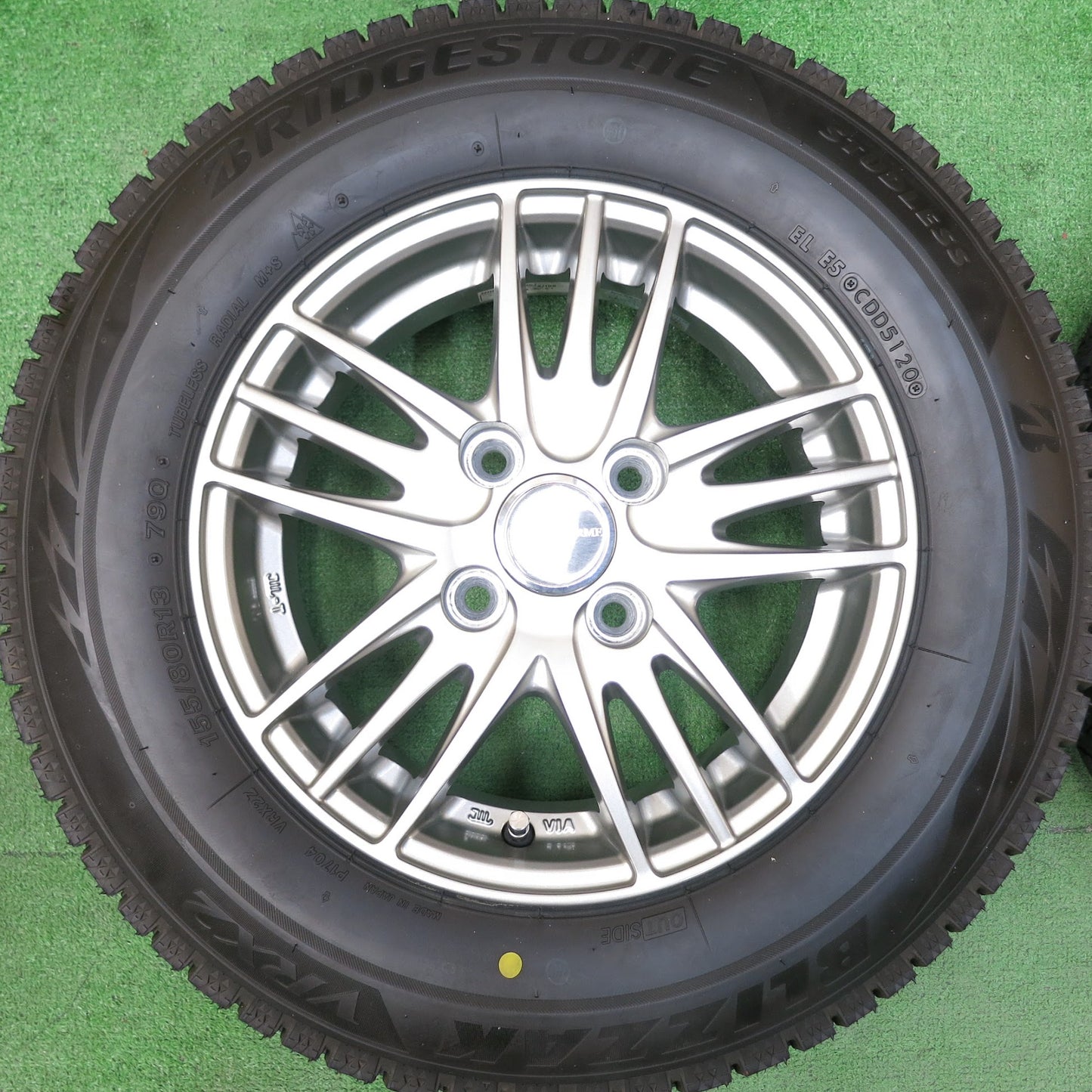 [送料無料]バリ溝！20年！キレイ！ほぼ10分★スタッドレス 155/80R13 ブリヂストン ブリザック VRX2 ECO FORME エコフォルム 13インチ PCD100/4H★3041801ヒス
