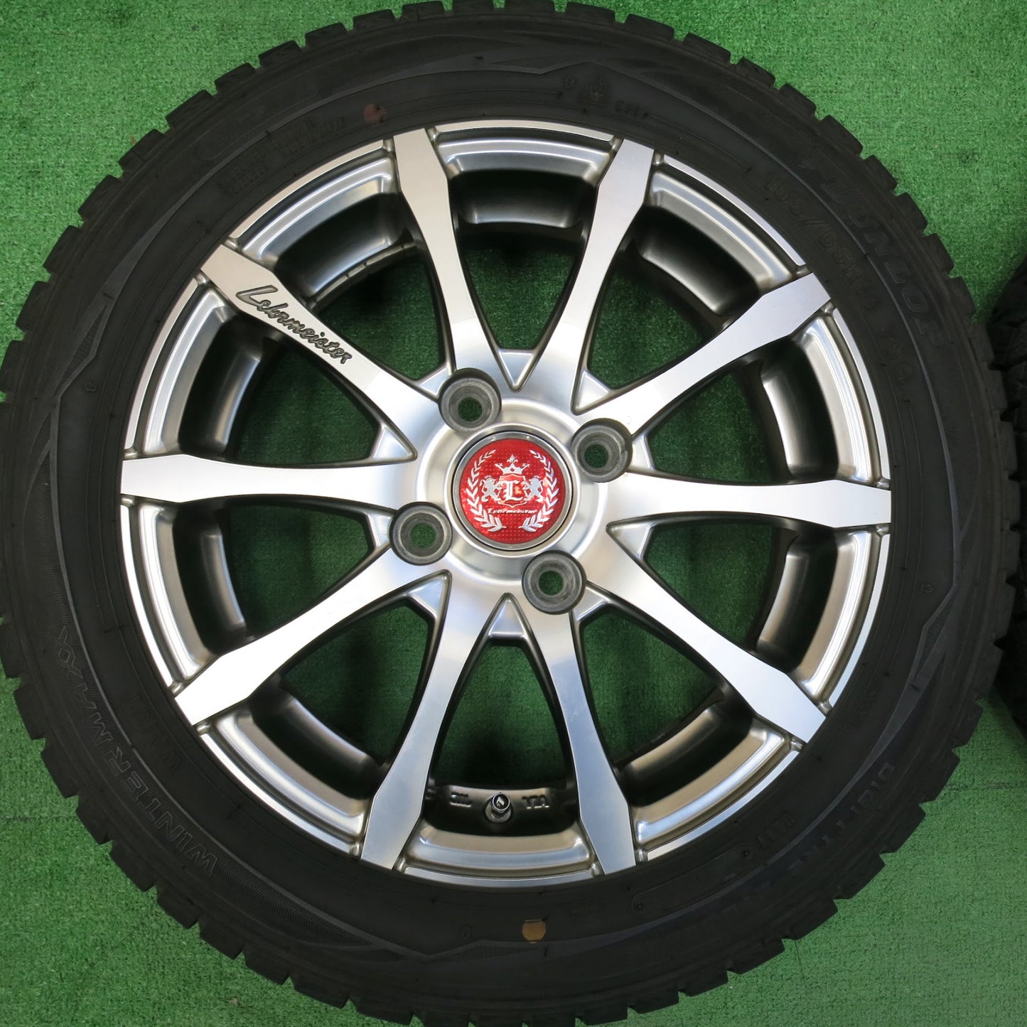 [送料無料]バリ溝！8.5分★スタッドレス 155/65R14 Lehrmeister ダンロップ ウインターマックス WM01 レアマイスター 14インチ PCD100/4H★3032902ヒス